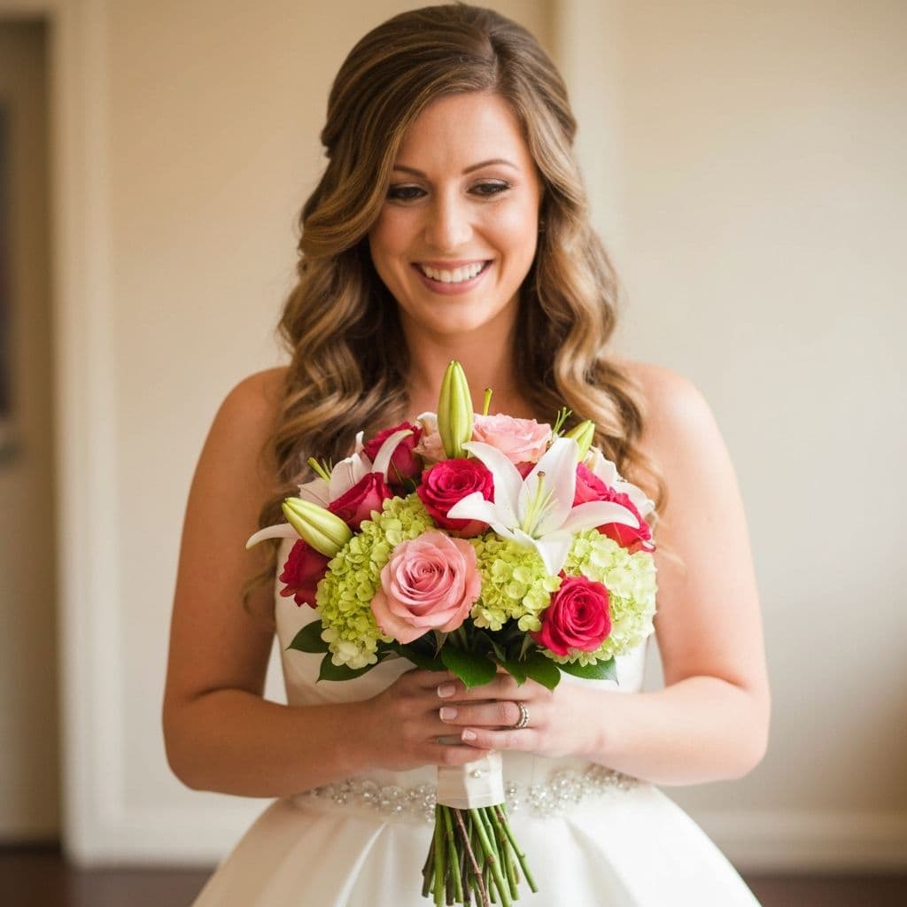 Bride with wedding bouquet